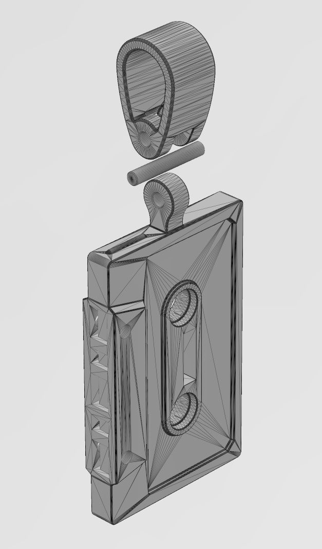 Cassette tape pendant with bail 3D print model_16