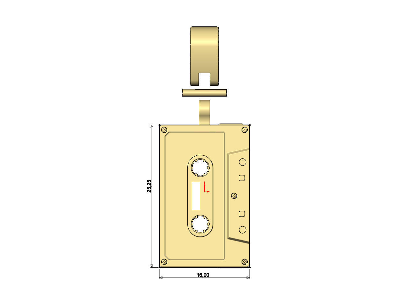 Cassette tape pendant with bail 3D print model_7