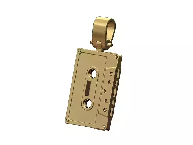 Cassette tape pendant with bail 3D print model