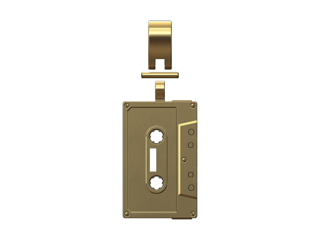 Cassette tape pendant with bail 3D print model_3