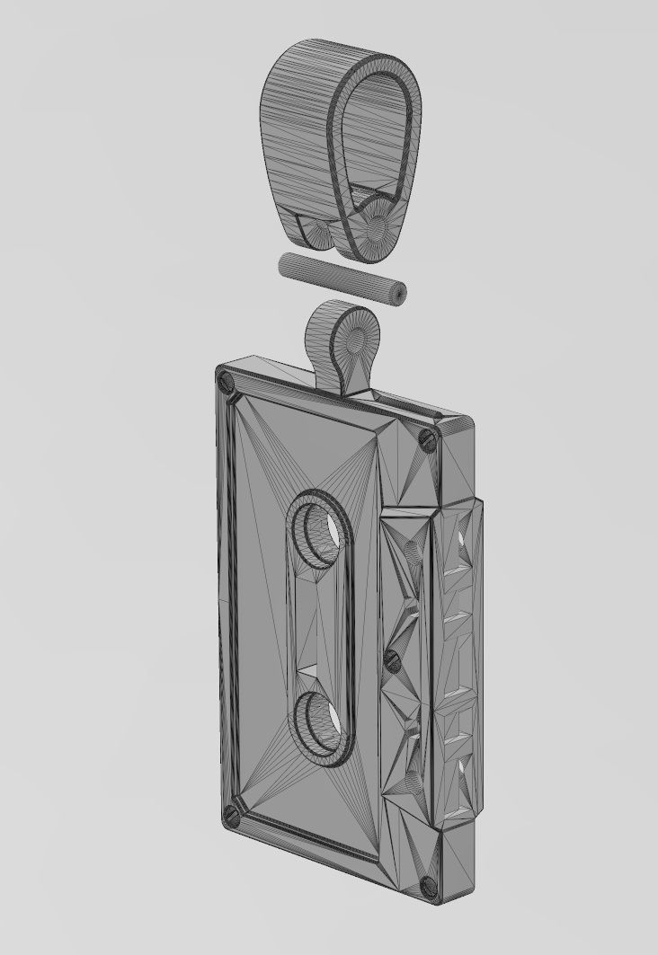 Cassette tape pendant with bail 3D print model_12