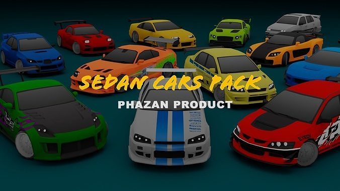 STYLIZED SEDAN CARS PACK Low-poly 3D model