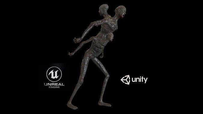 Zombie mutant  Low-poly 3D model