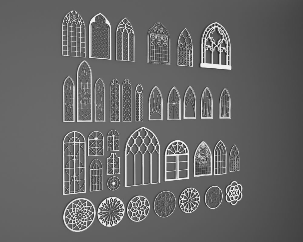 Gothic Windows Collections 2 3D model_12