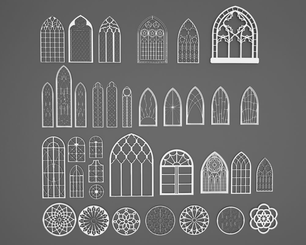 Gothic Windows Collections 2 3D model_11