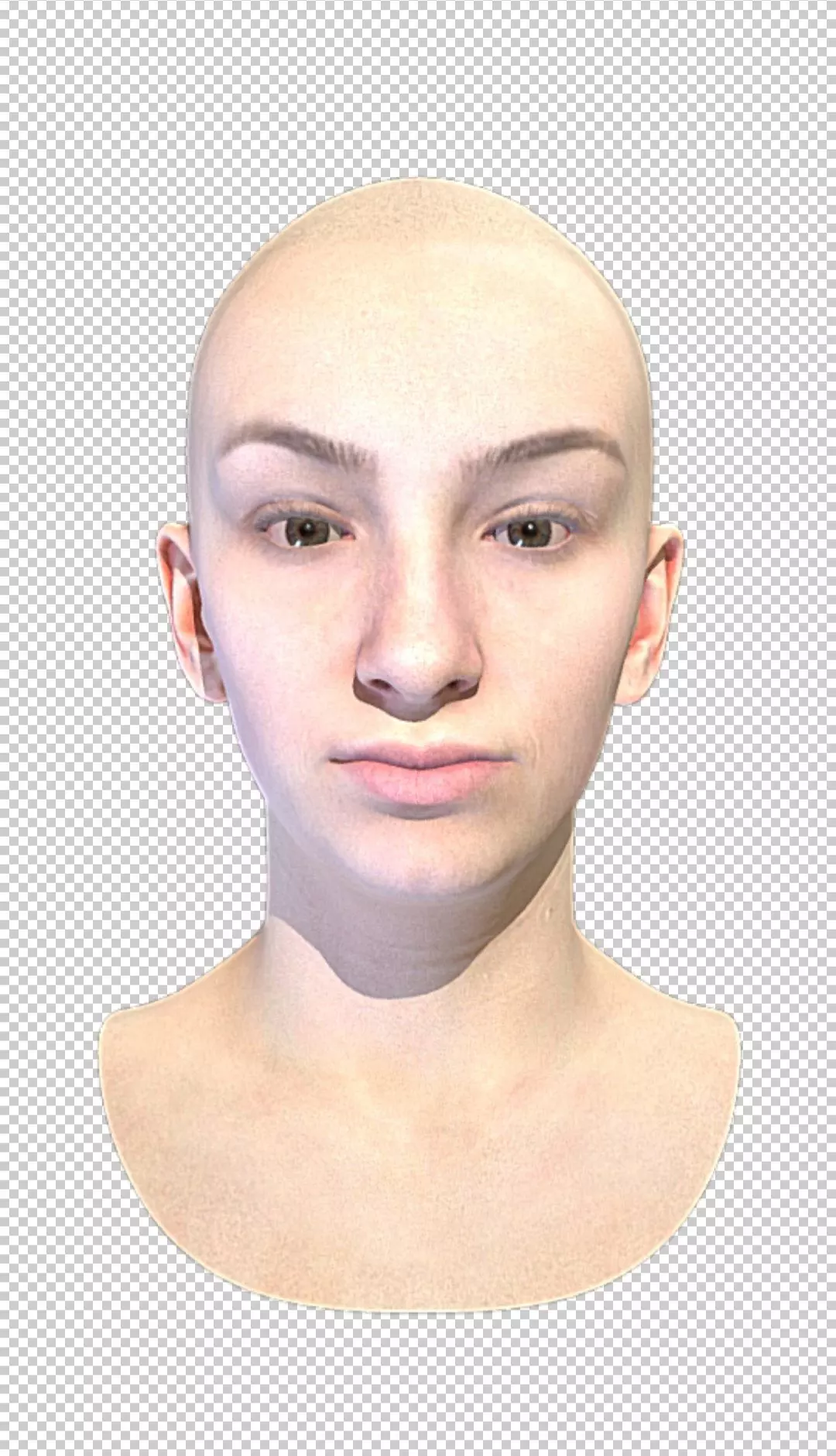 Female head rigged Low-poly 3D model_0