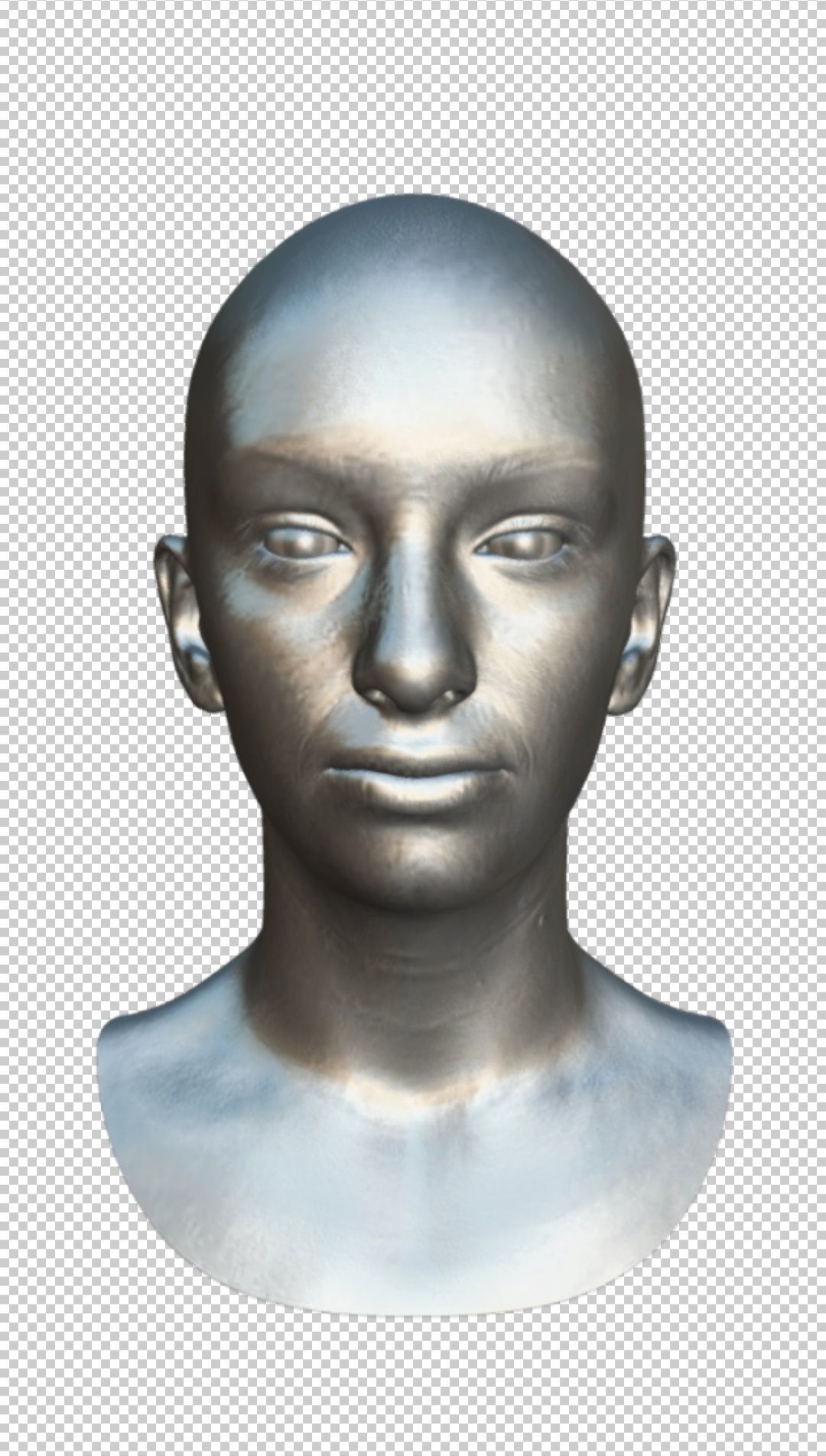 Female head rigged Low-poly 3D model_3