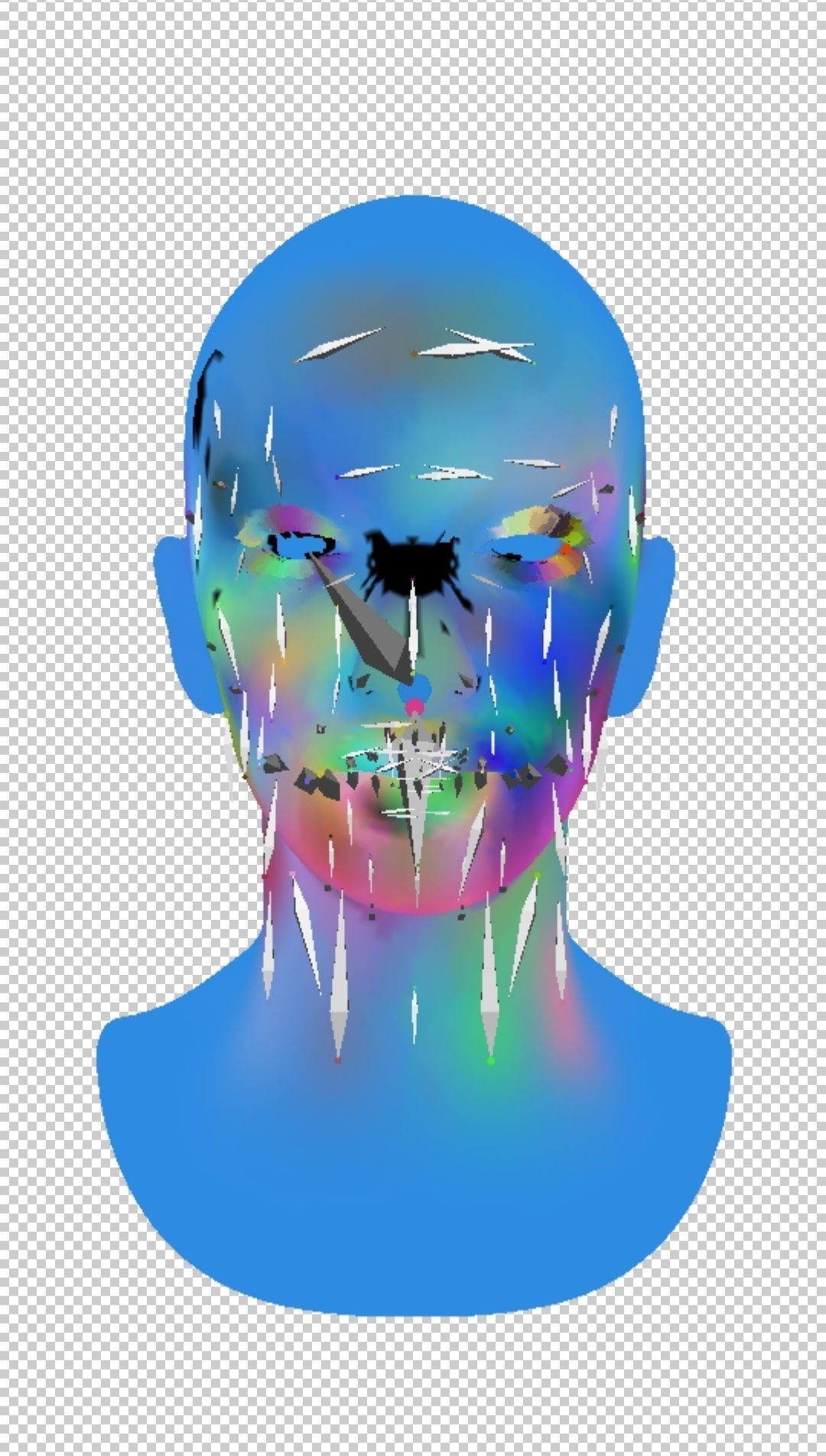 Female head rigged Low-poly 3D model_5