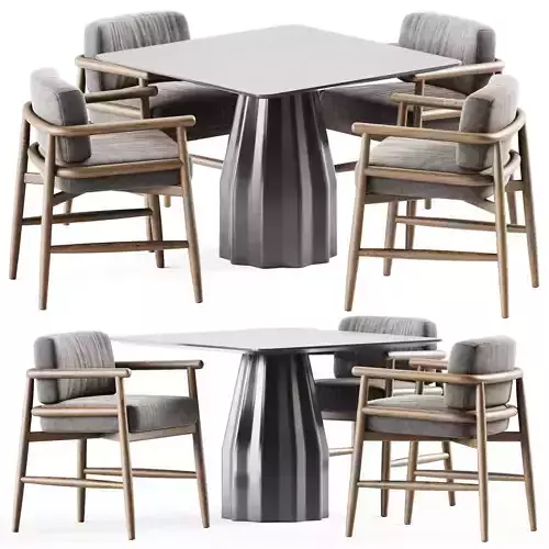 Burin Table S90 by Viccarbe and Armchair Teresina by Meridiani