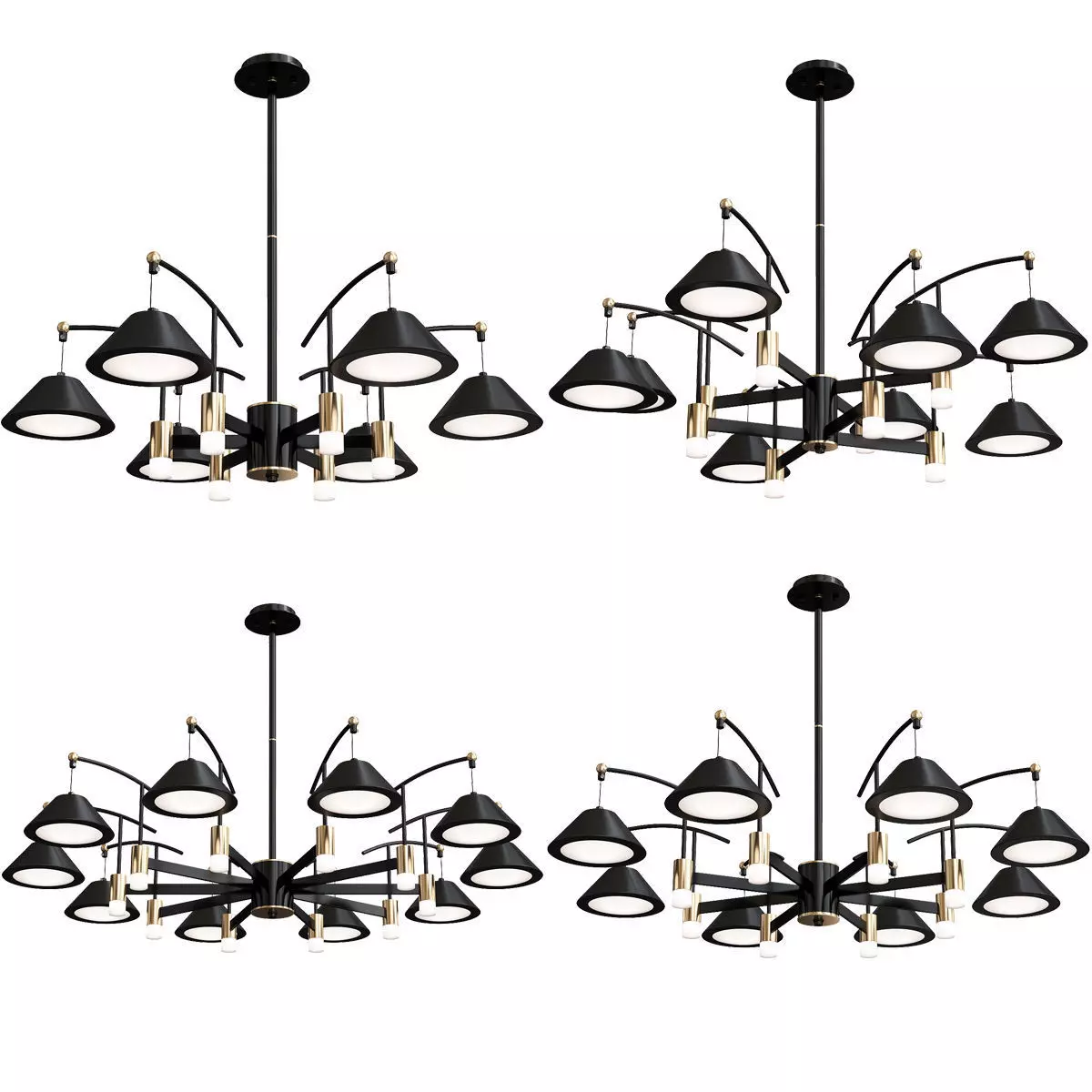 Ardis modern chandelier gold 3D model