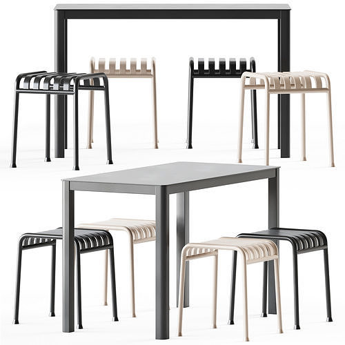 La Table by Arrmet and Palissade Stool by Hay 3D model