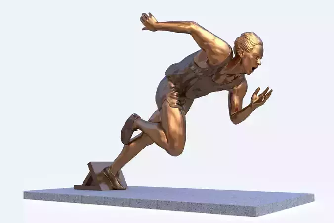 runner bronze statue of man running 3D print model