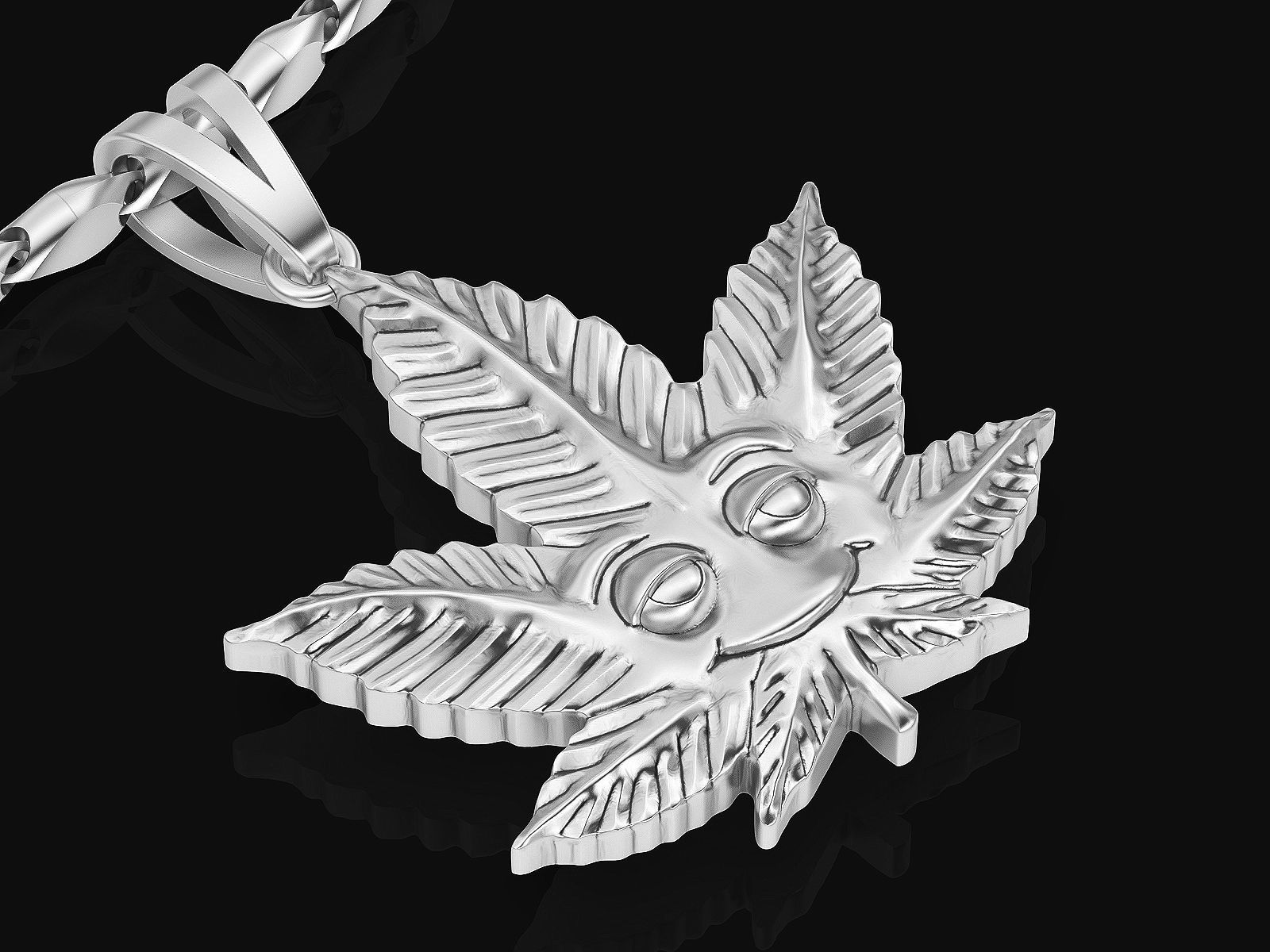 Marijuana Leaf Pendant Silver Gold  Print 3D print model_4