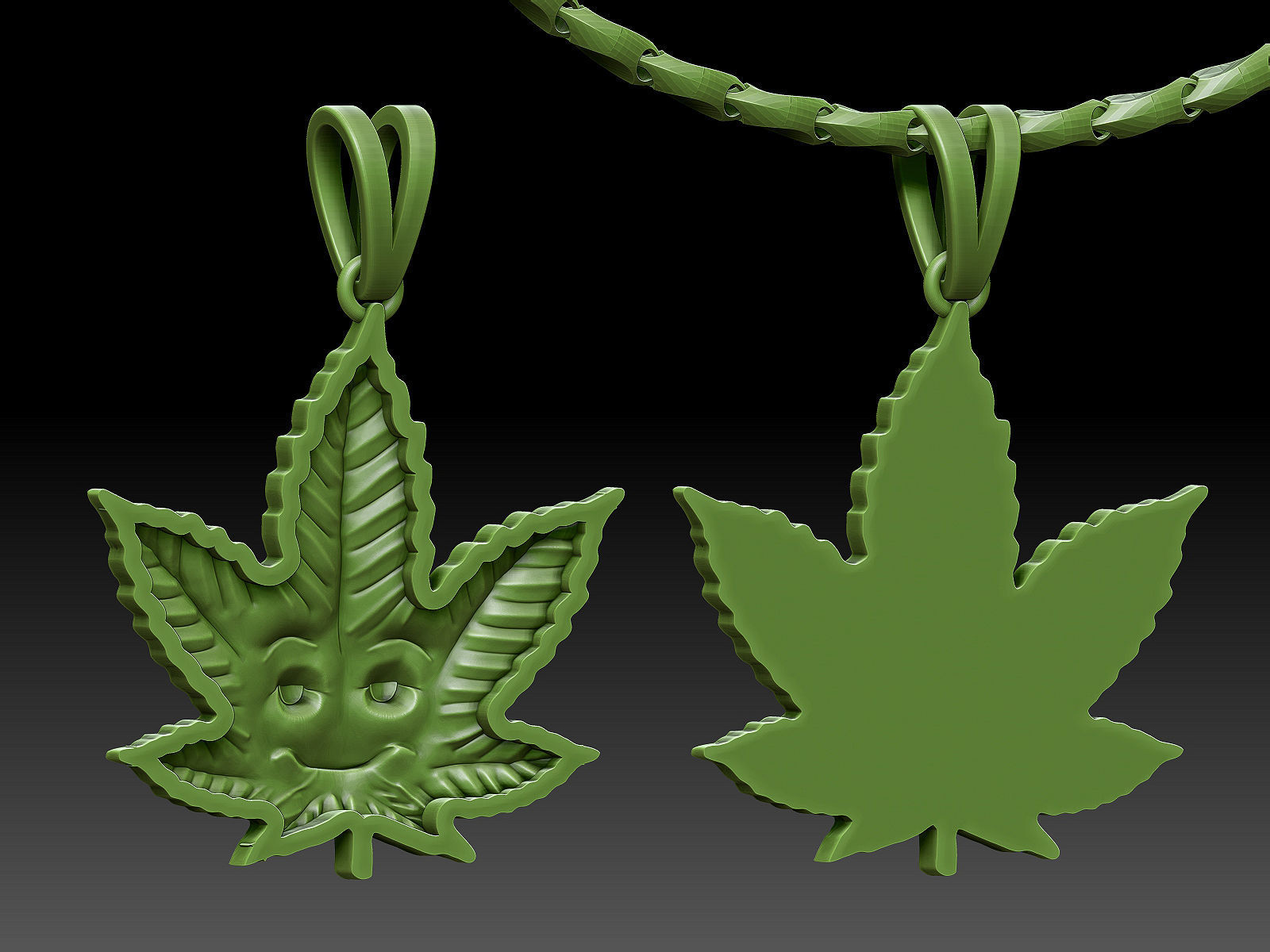 Marijuana Leaf Pendant Silver Gold  Print 3D print model_2