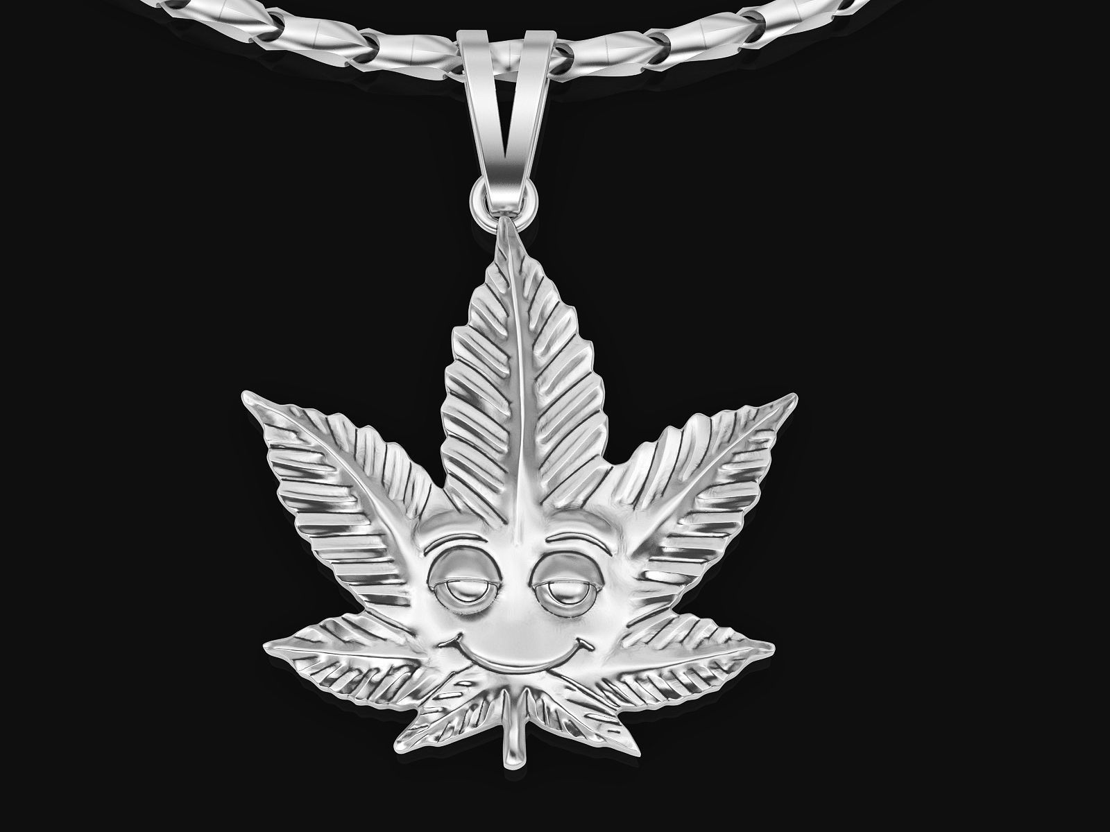 Marijuana Leaf Pendant Silver Gold  Print 3D print model_3