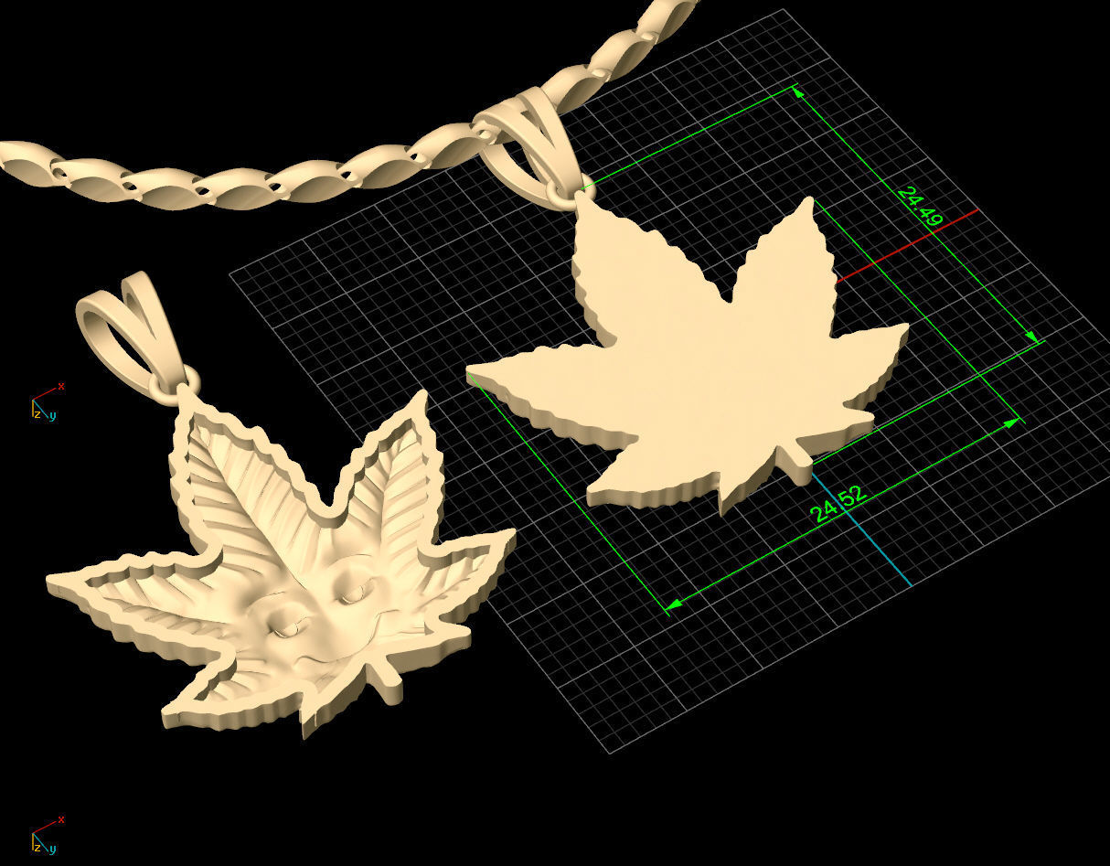 Marijuana Leaf Pendant Silver Gold  Print 3D print model_6