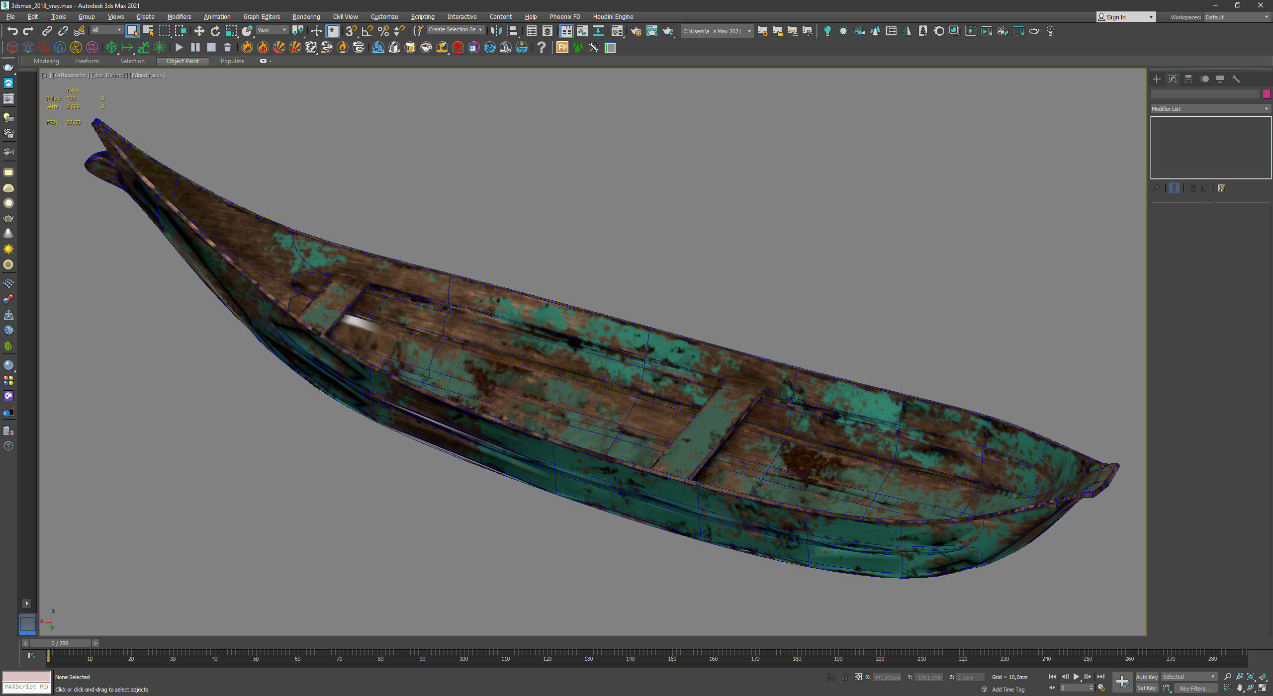 old wooden stylized boat low poly Low-poly 3D model_6
