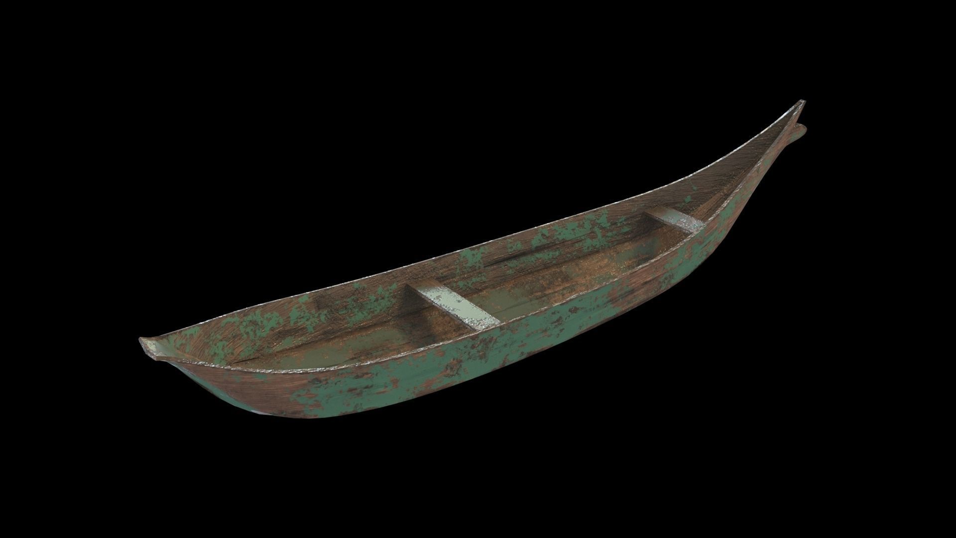 old wooden stylized boat low poly Low-poly 3D model_14