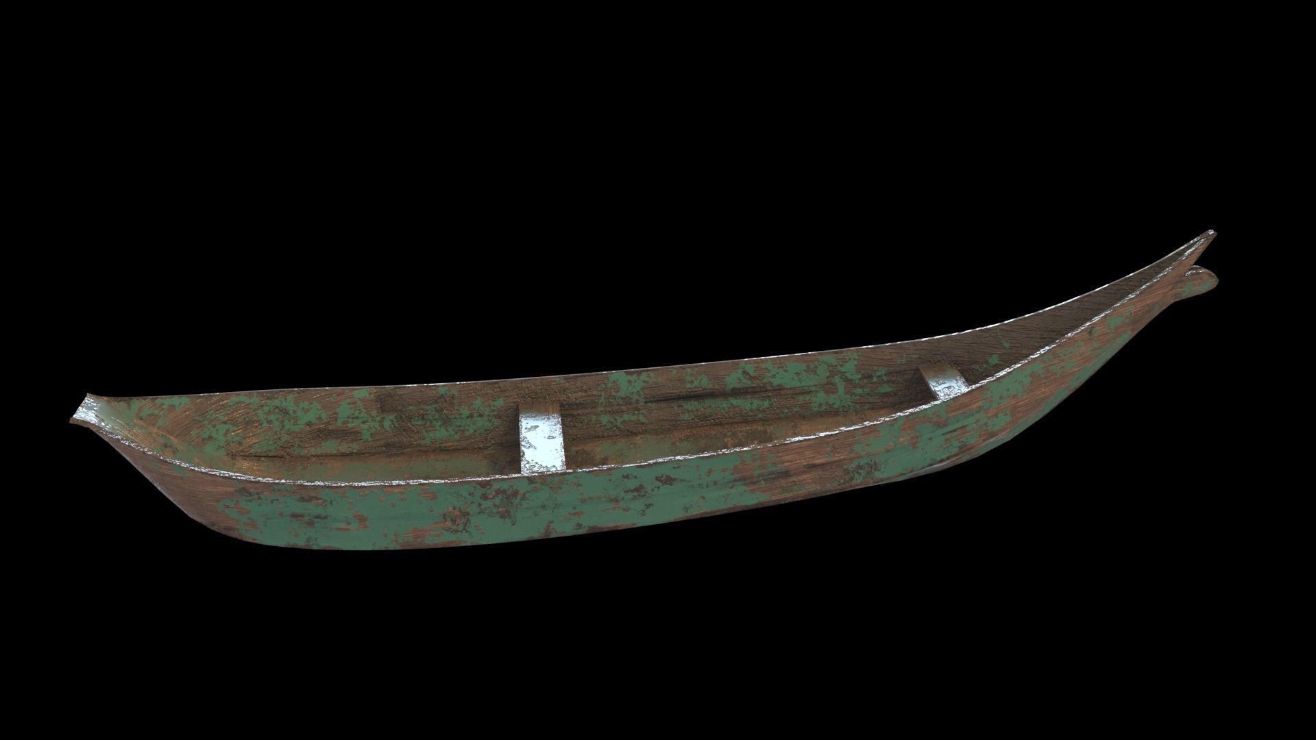 old wooden stylized boat low poly Low-poly 3D model_13