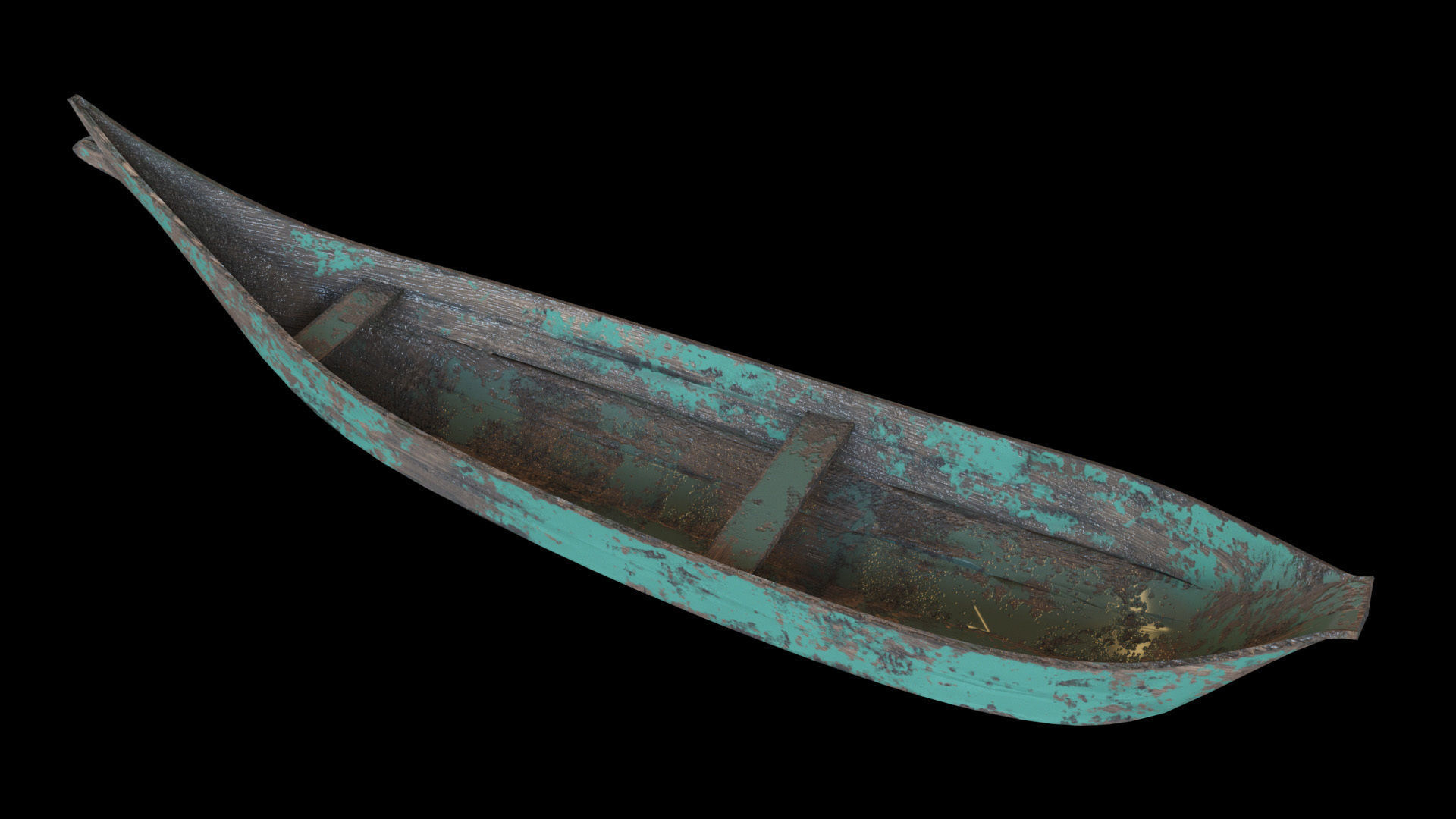 old wooden stylized boat low poly Low-poly 3D model_11