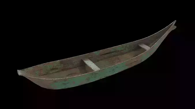 old wooden stylized boat low poly Low-poly 3D model