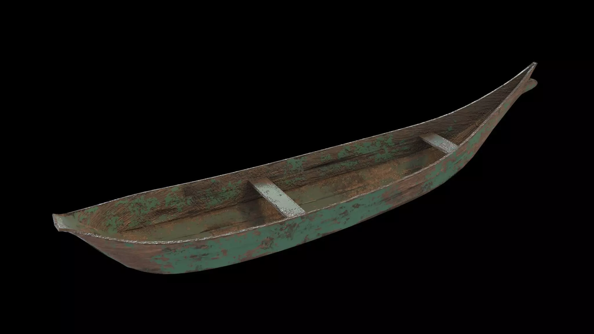 old wooden stylized boat low poly Low-poly 3D model_0