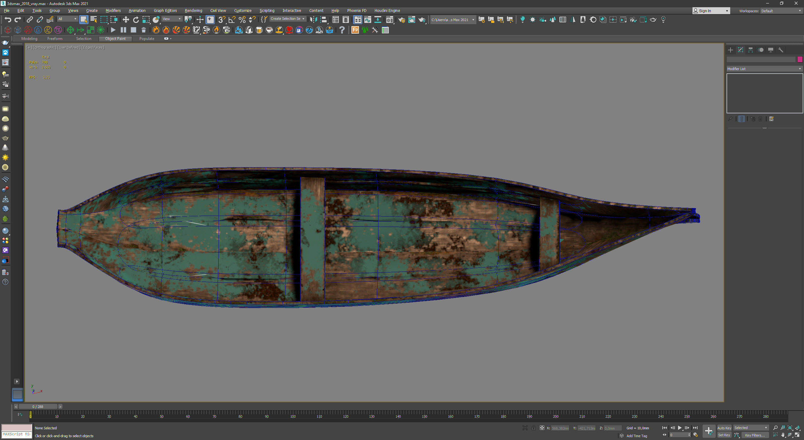 old wooden stylized boat low poly Low-poly 3D model_9