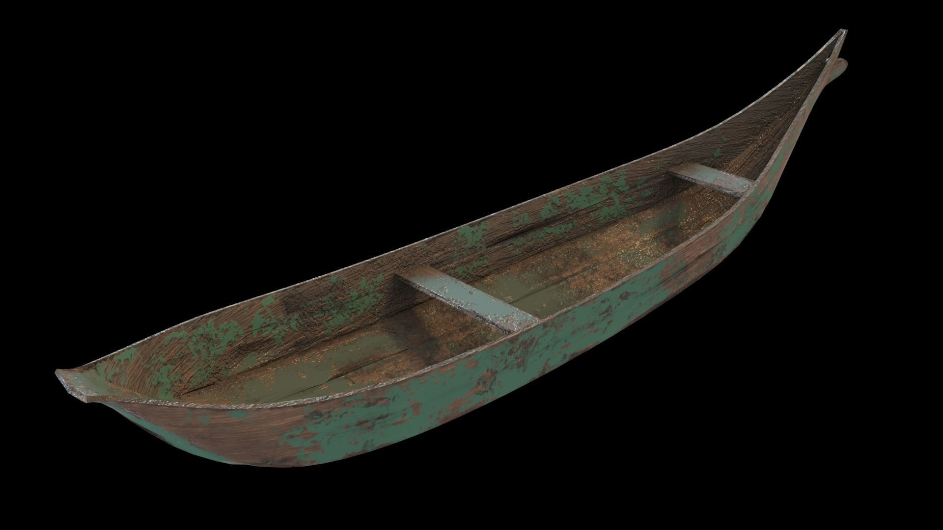 old wooden stylized boat low poly Low-poly 3D model_4