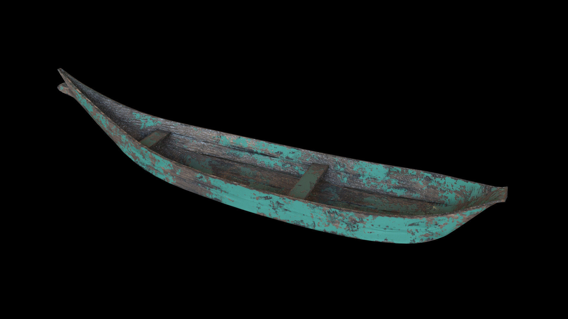 old wooden stylized boat low poly Low-poly 3D model_2
