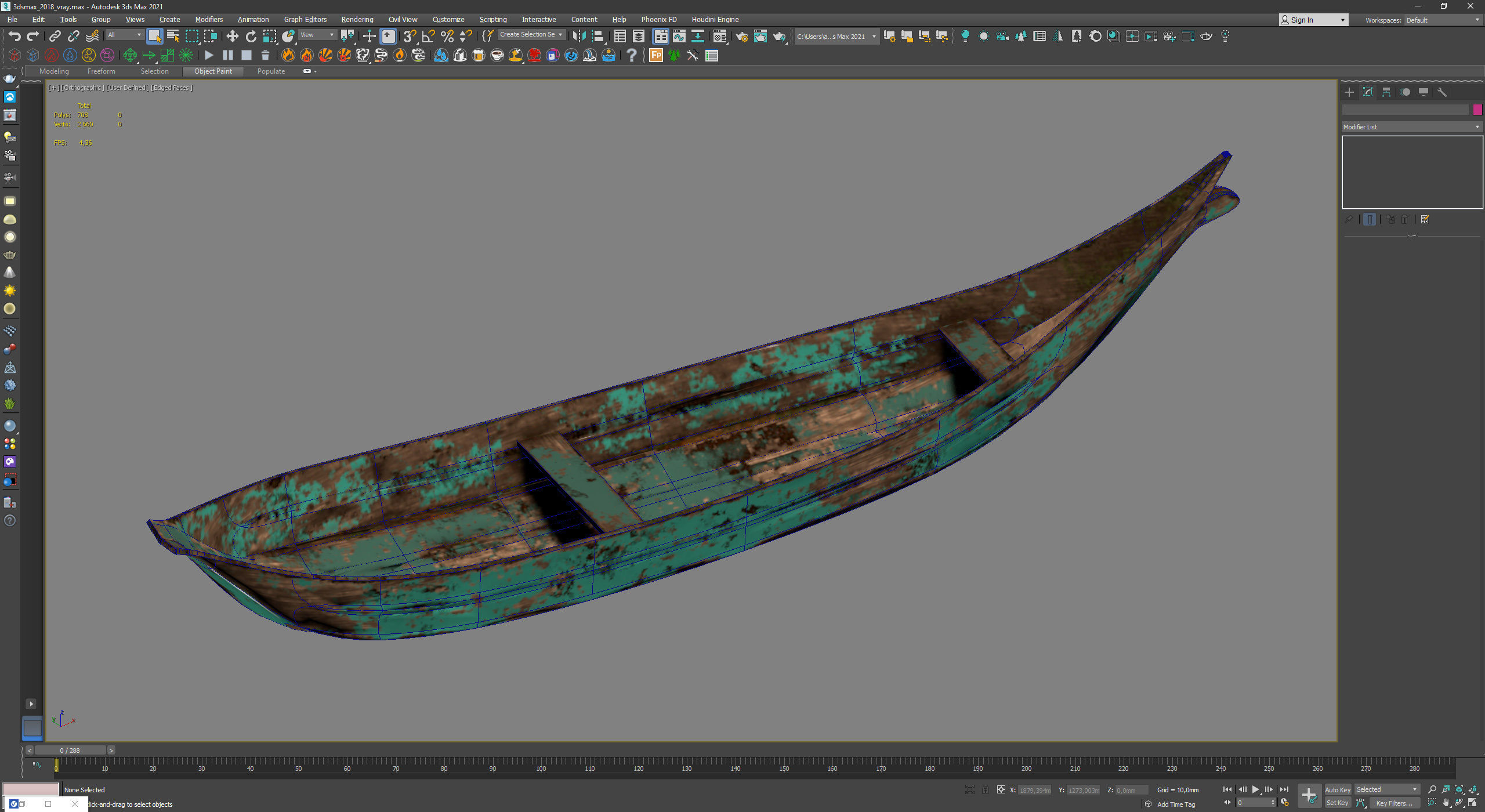 old wooden stylized boat low poly Low-poly 3D model_10