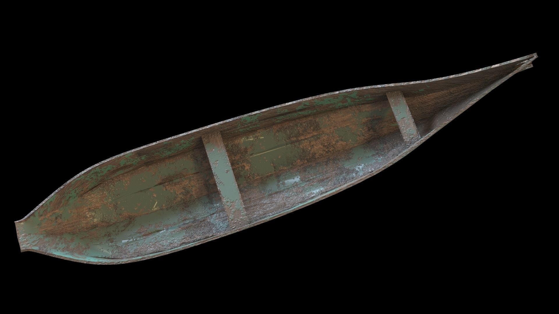 old wooden stylized boat low poly Low-poly 3D model_1