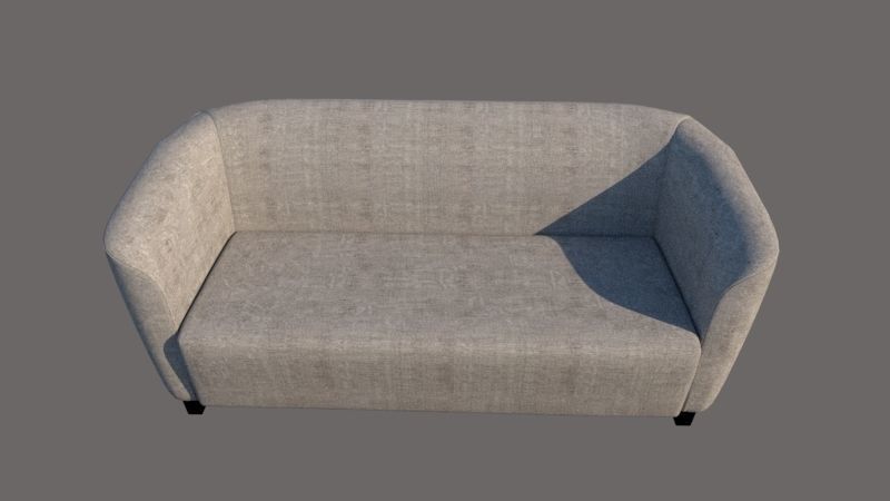 Single and 3 seater sofa  Low-poly 3D model_2