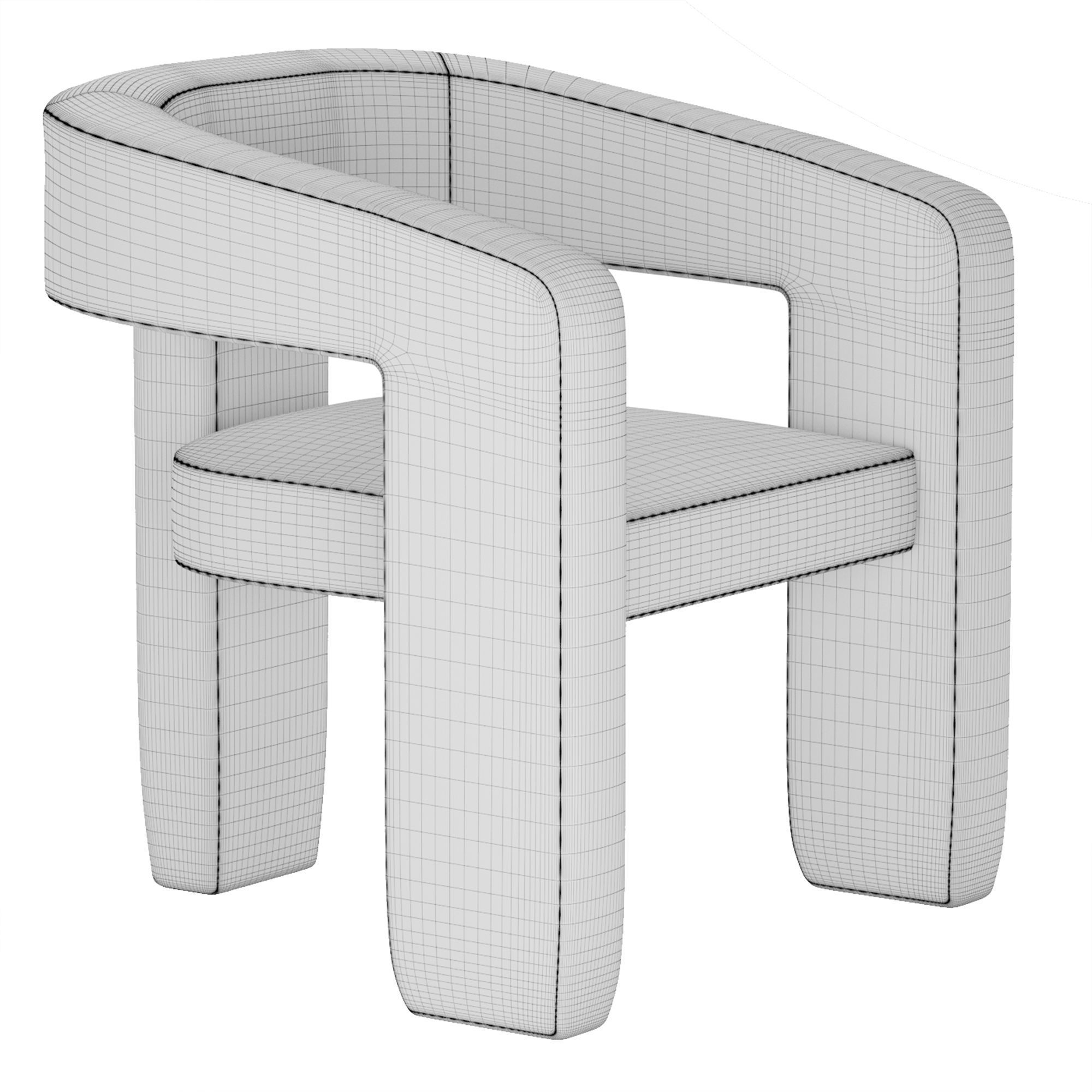 Upholstered 3-Leg Chair West Elm 3D model_6