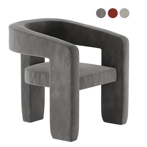 Upholstered 3-Leg Chair West Elm 3D model