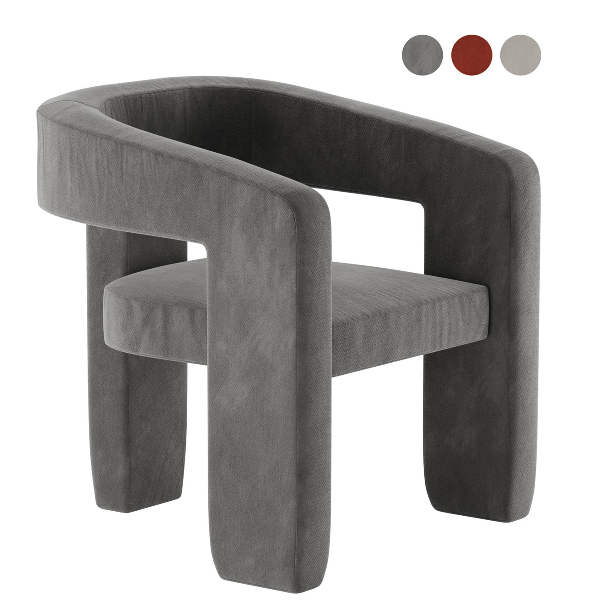 Upholstered 3-Leg Chair West Elm 3D model_0