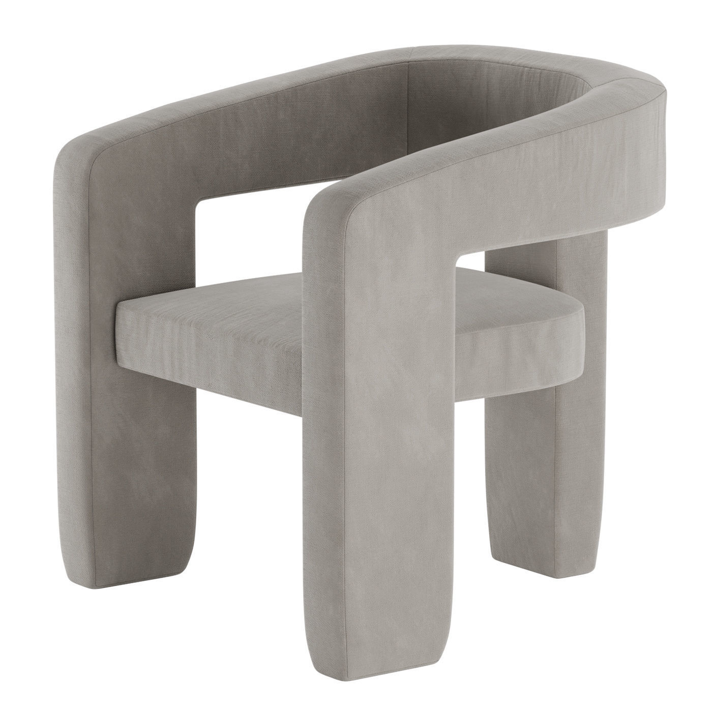 Upholstered 3-Leg Chair West Elm 3D model_3