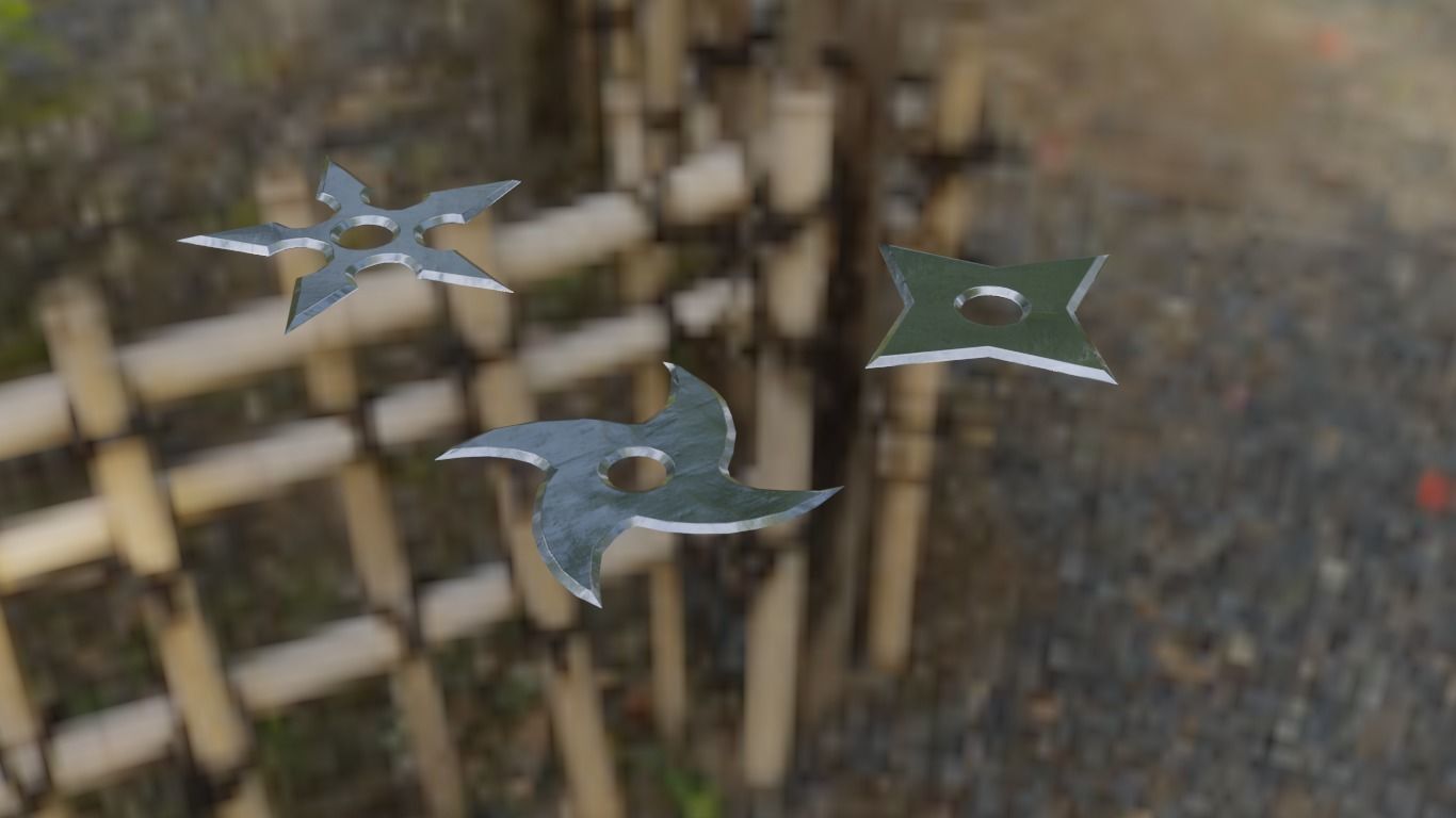 Ninja Shurikens Low-poly 3D model_10