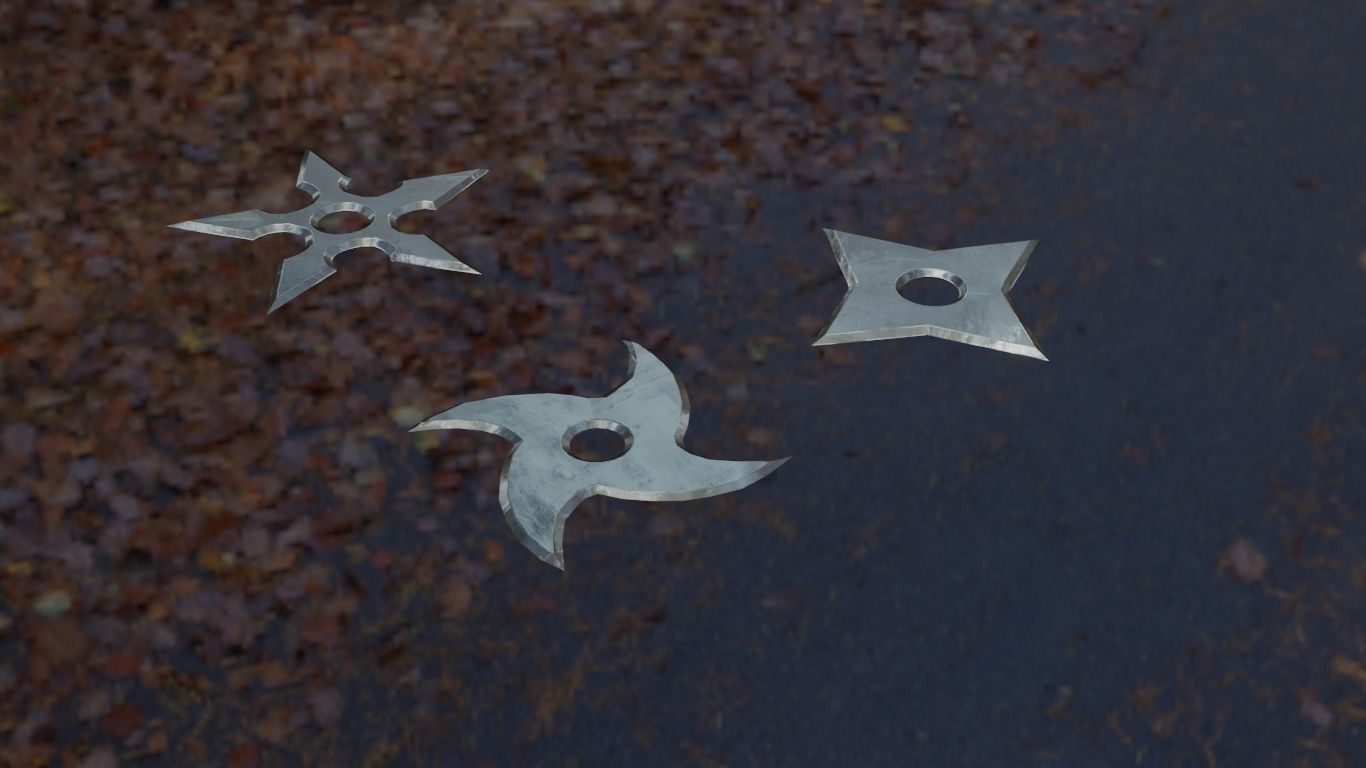 Ninja Shurikens Low-poly 3D model_19