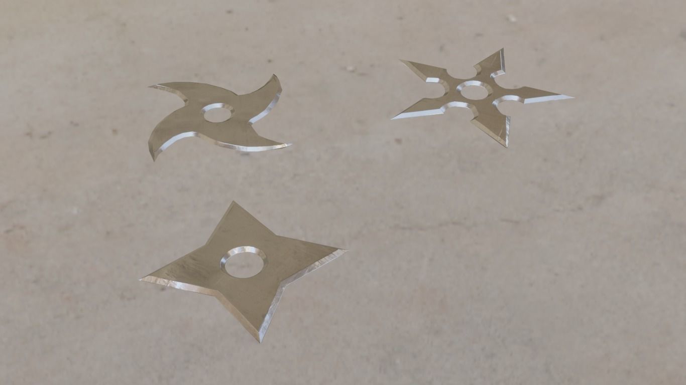 Ninja Shurikens Low-poly 3D model_2