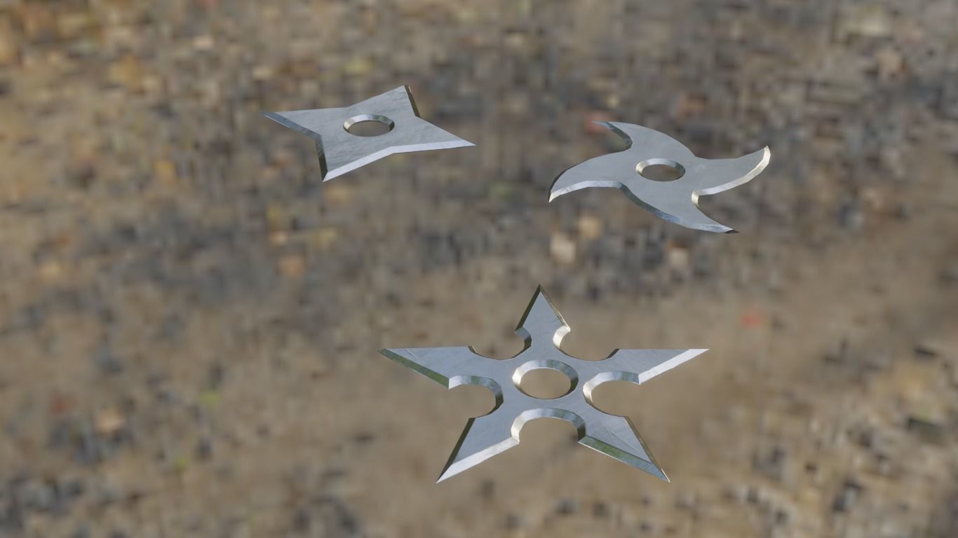 Ninja Shurikens Low-poly 3D model_12