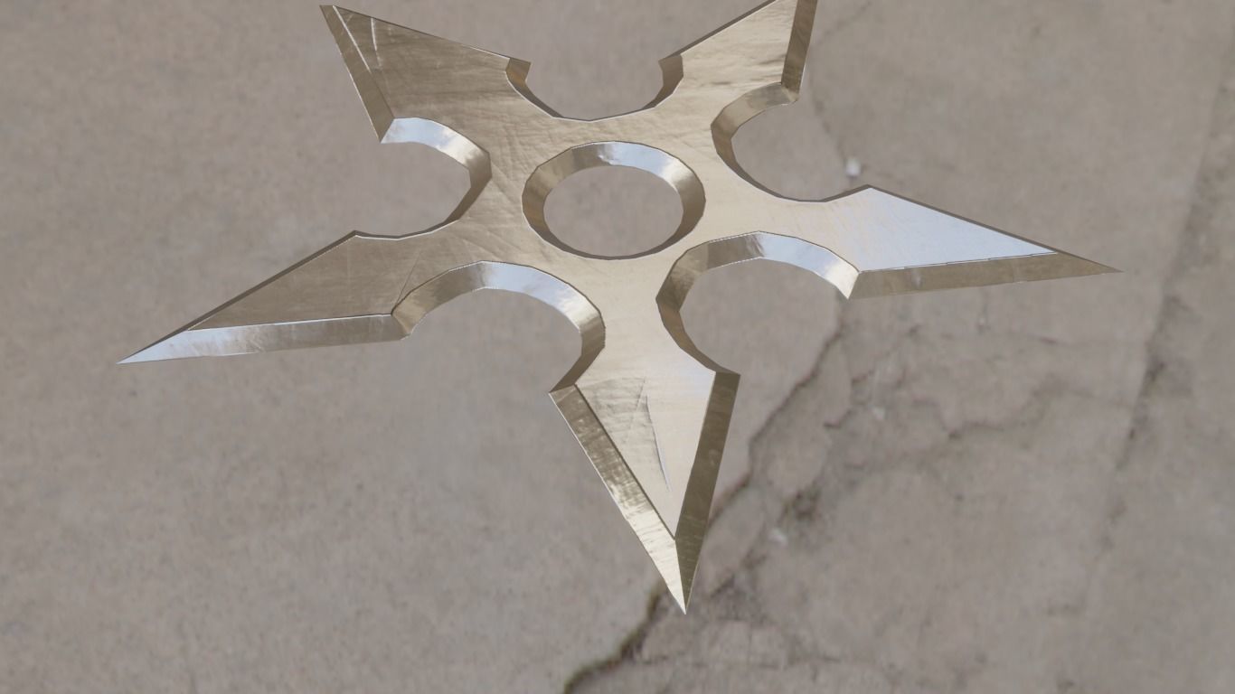 Ninja Shurikens Low-poly 3D model_4