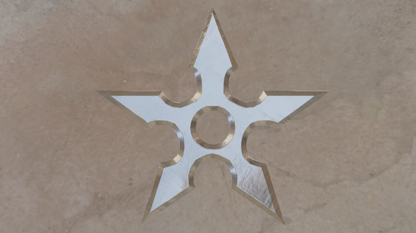 Ninja Shurikens Low-poly 3D model_9