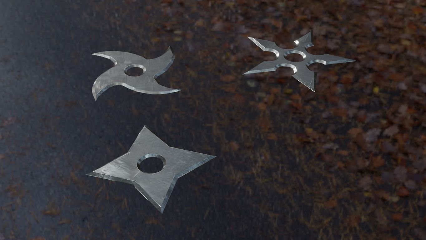 Ninja Shurikens Low-poly 3D model_20