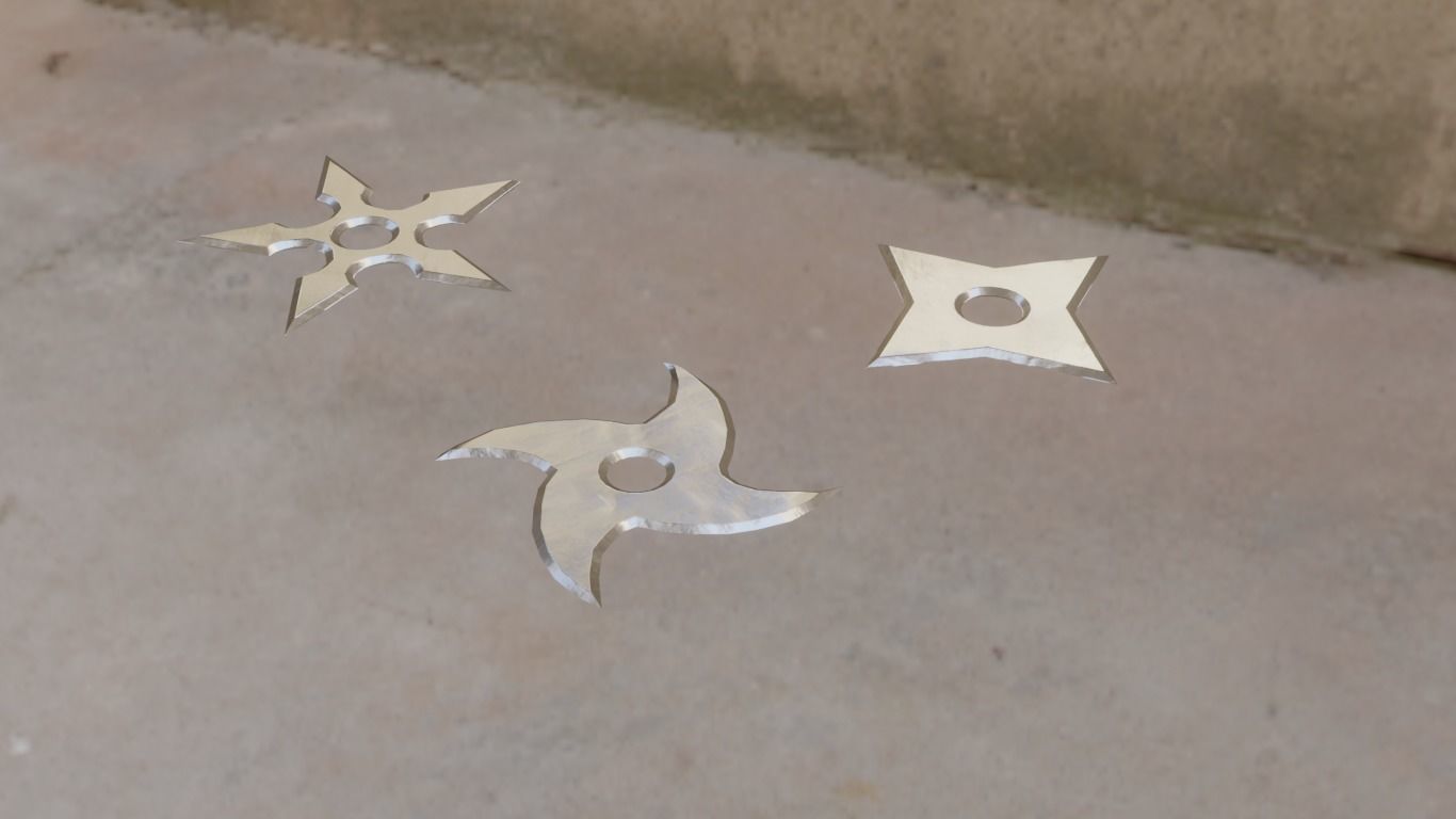 Ninja Shurikens Low-poly 3D model_1