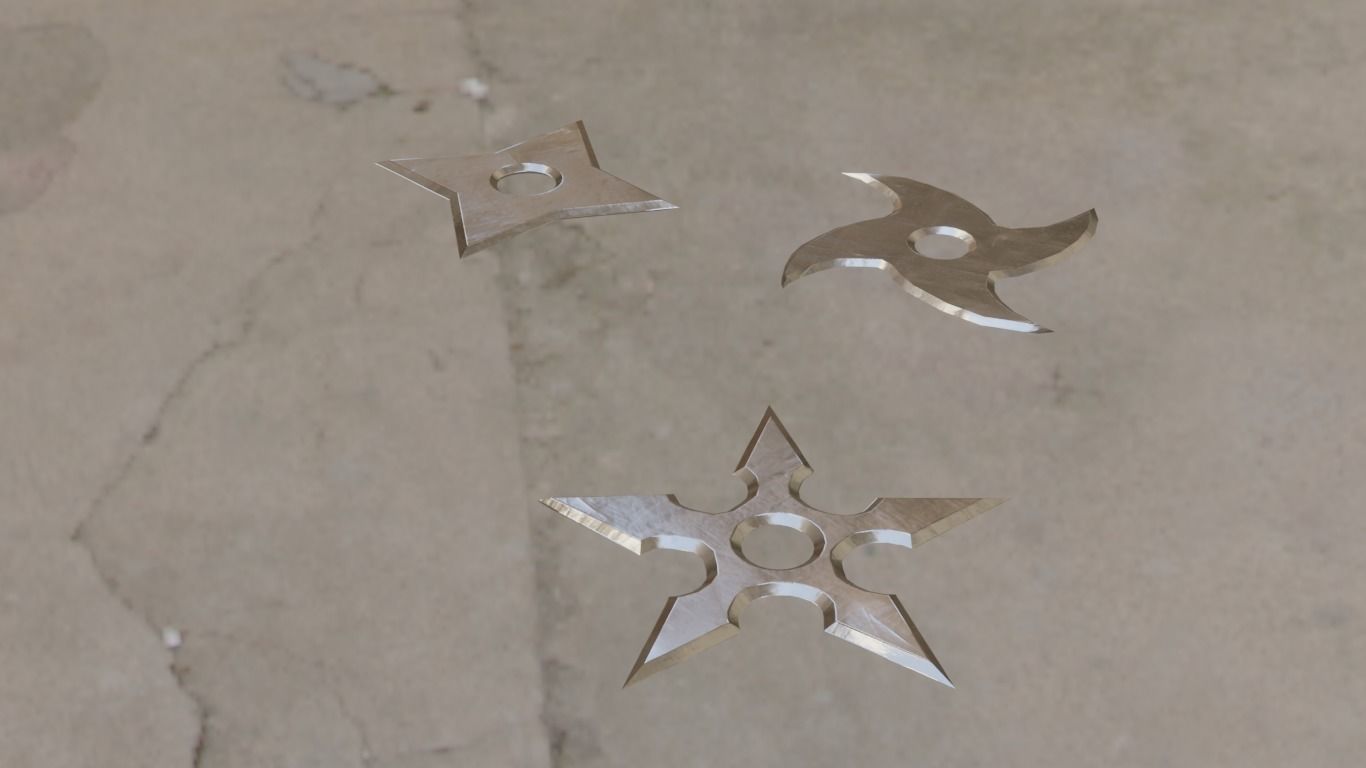 Ninja Shurikens Low-poly 3D model_3