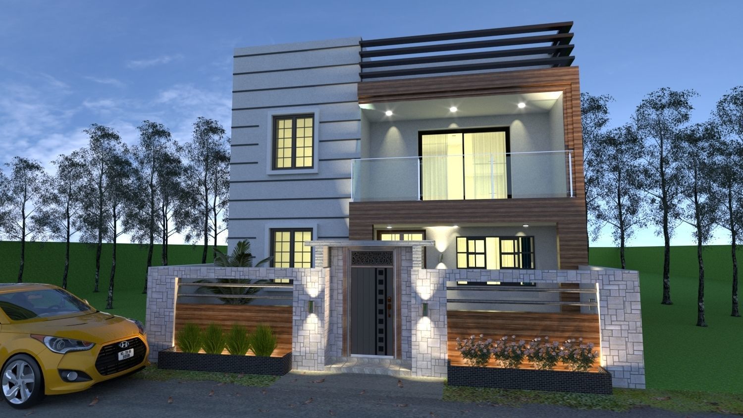 VILLA Exterior Design sketchup model 3D model_1