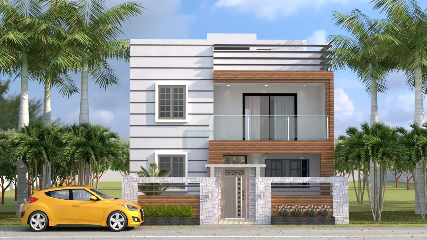 VILLA Exterior Design sketchup model 3D model_0