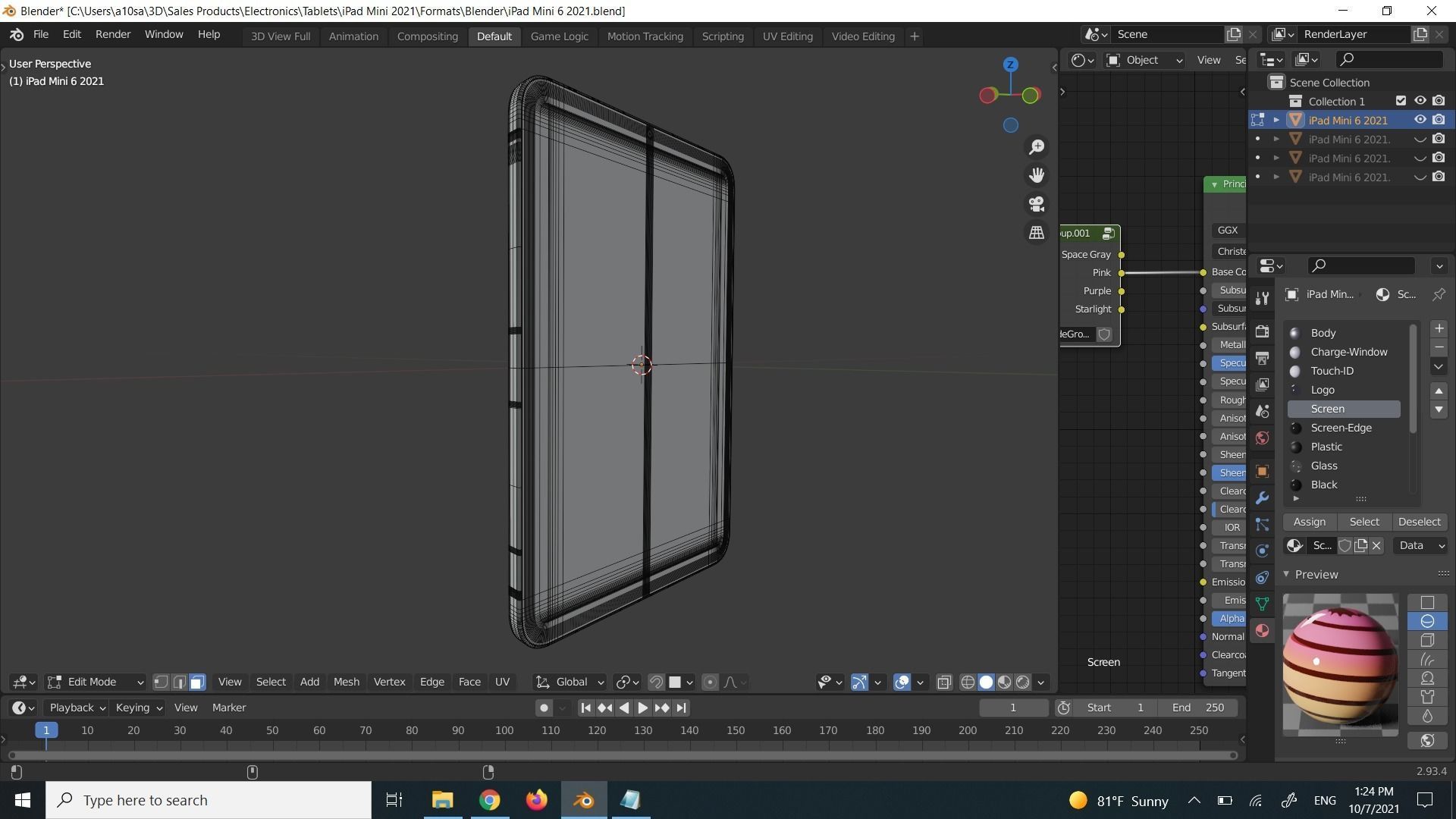 Apple iPad Mini 6 2021 in Official Colors and Design Low-poly 3D model_6