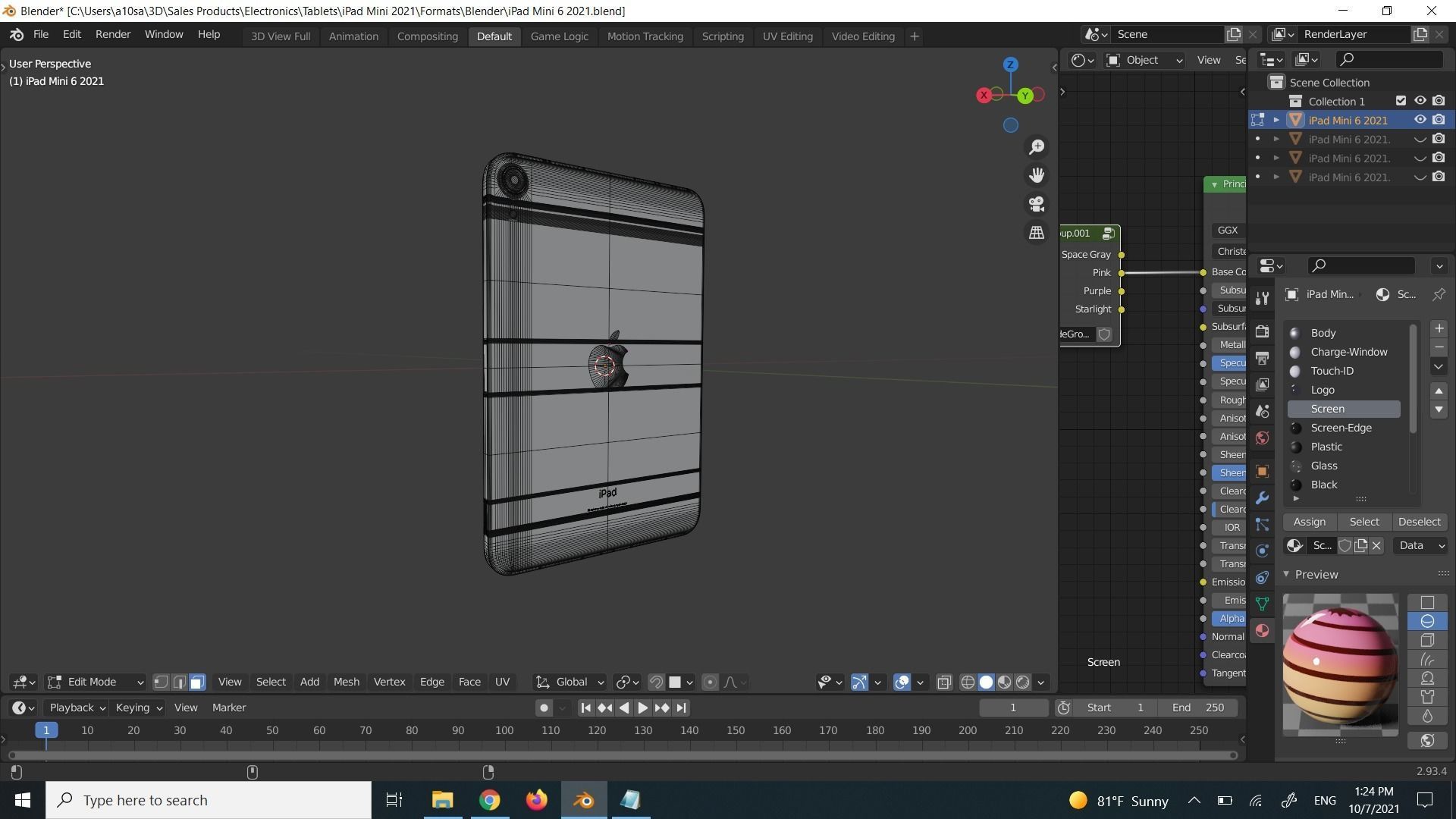 Apple iPad Mini 6 2021 in Official Colors and Design Low-poly 3D model_7