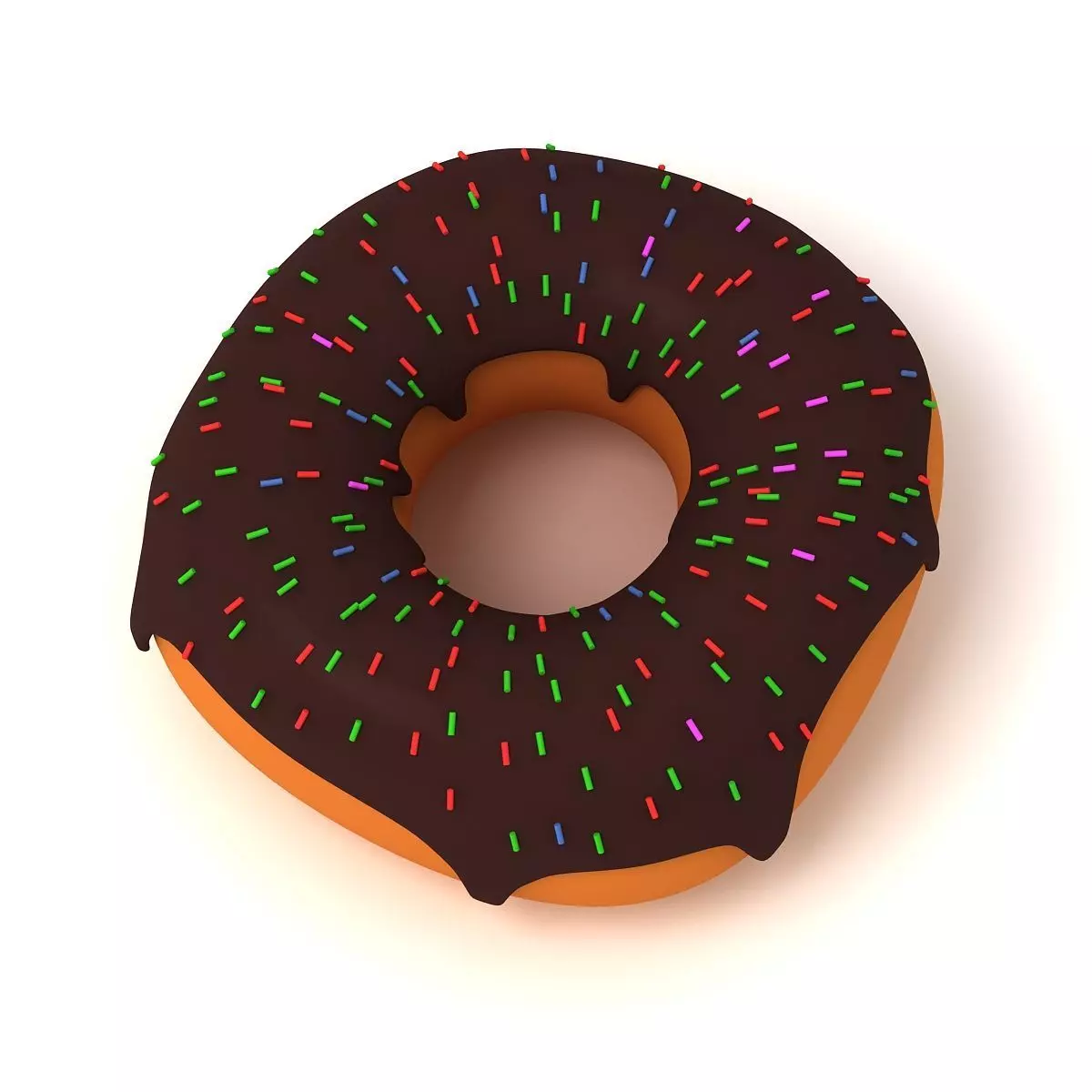 Donut chocolate with sprinkles 3D model_0